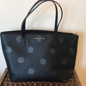 Kate Spade Tote - Like New - Black/Silver dots